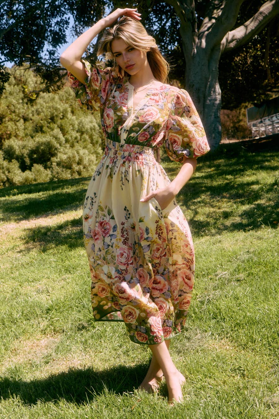 Vintage Garden Midi Dress
