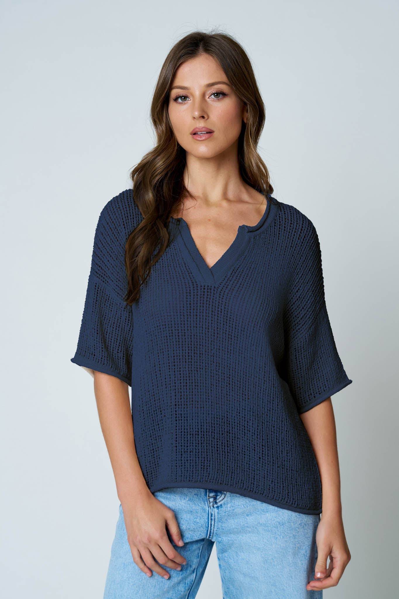 Navy Knit Top