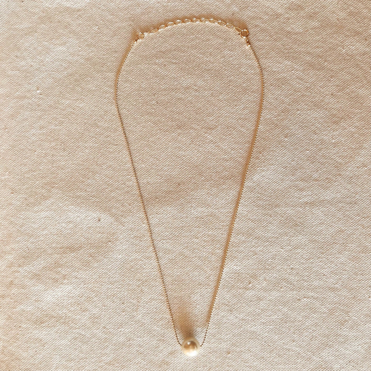 18k Gold Filled Solitaire Pearl Necklace