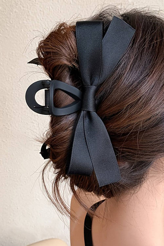 Solid Color Bow Decor Large Hair Claw Clip