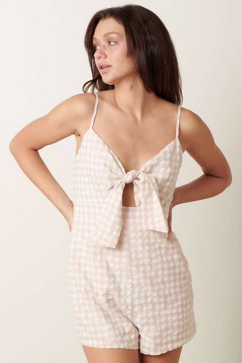 GINGHAM BOW FRONT ROMPER