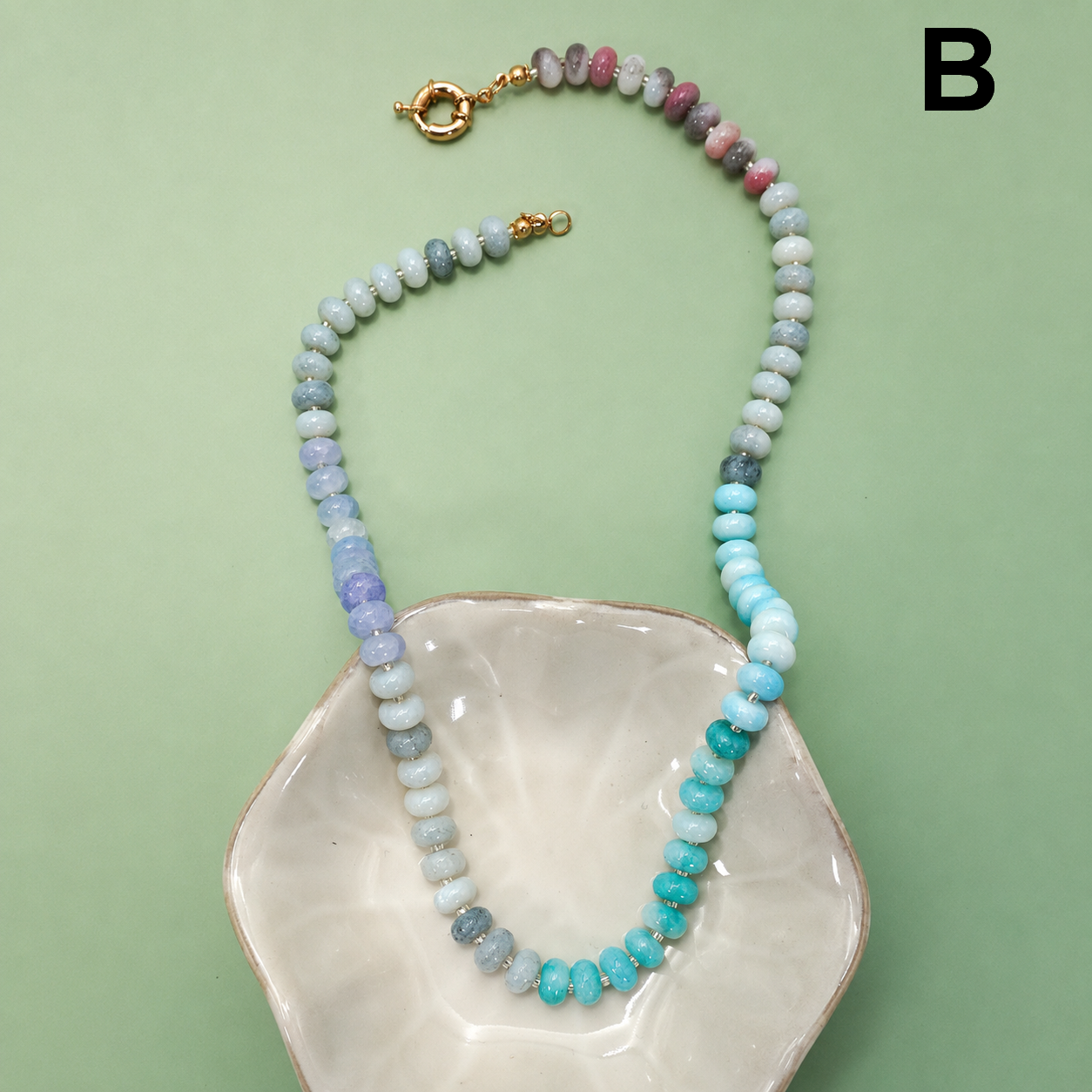 Natural Stone Glass Mixed Necklace