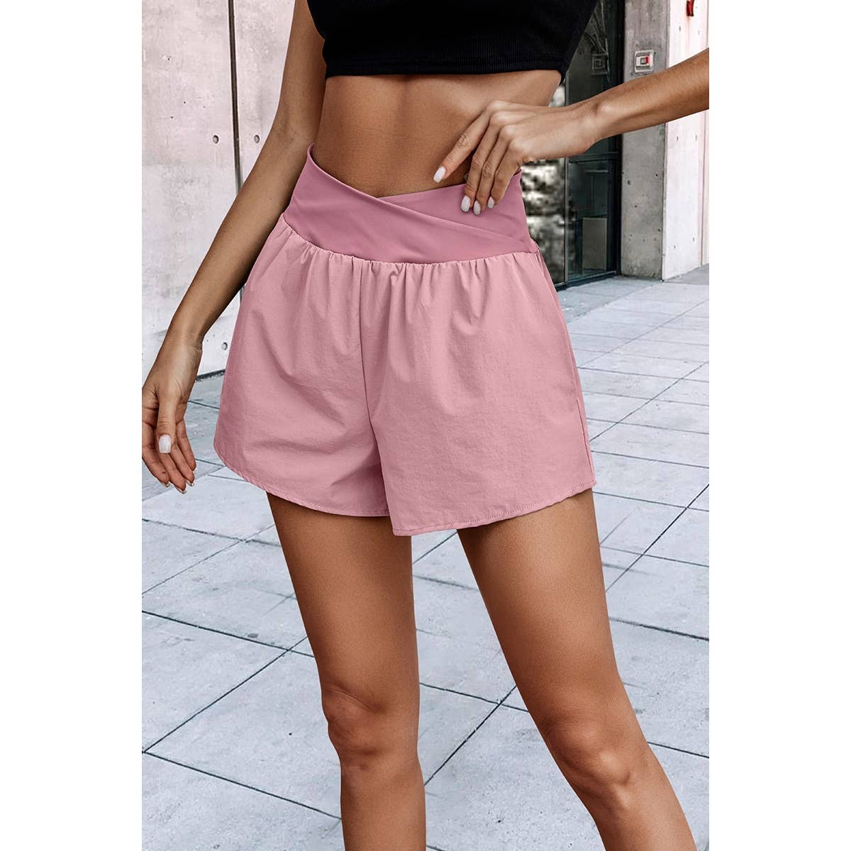 Self Belt Cross Classic Solid Short Pant