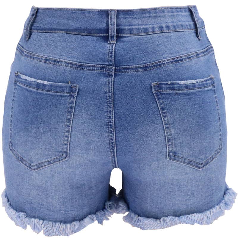 Women's High-rise Ripped Stretch Summer Denim Shorts