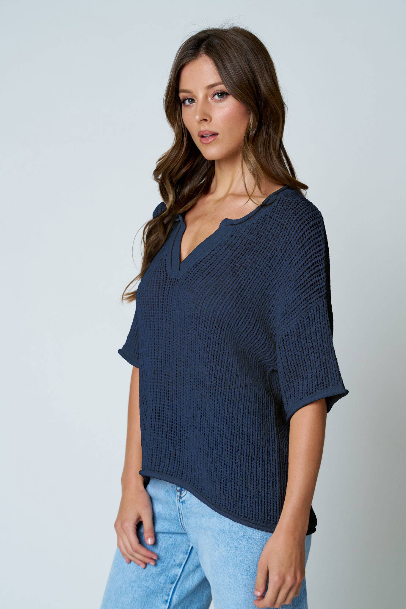 Navy Knit Top
