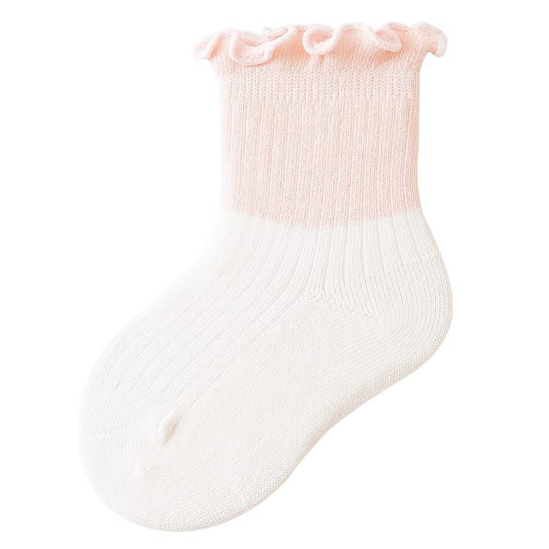 Baby/toddler/kids Sweet Style Colorblock Flutter Trim Socks