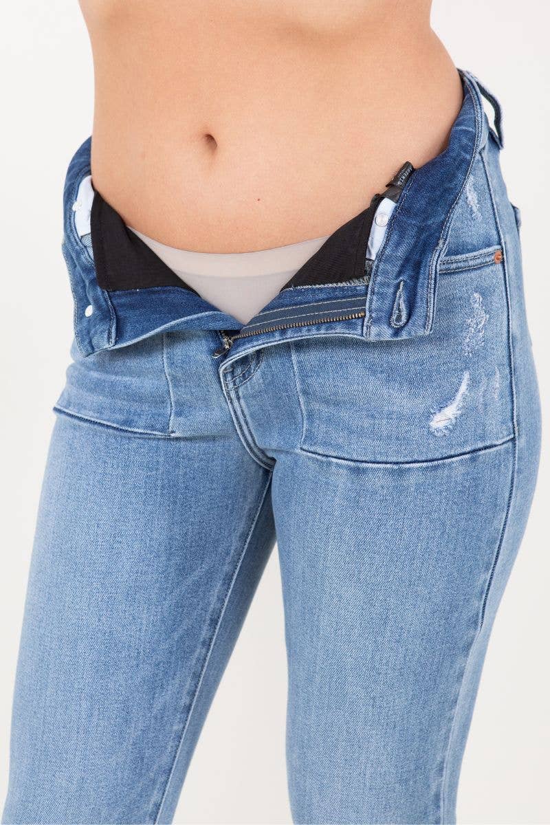 MESH TUMMY CONTROL HIGH RISE HOLLY FLARE JEANS