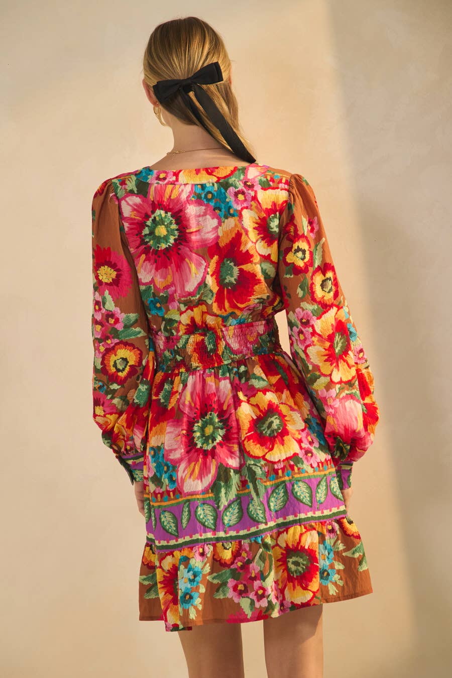 Floral Border Printed Mini Dress