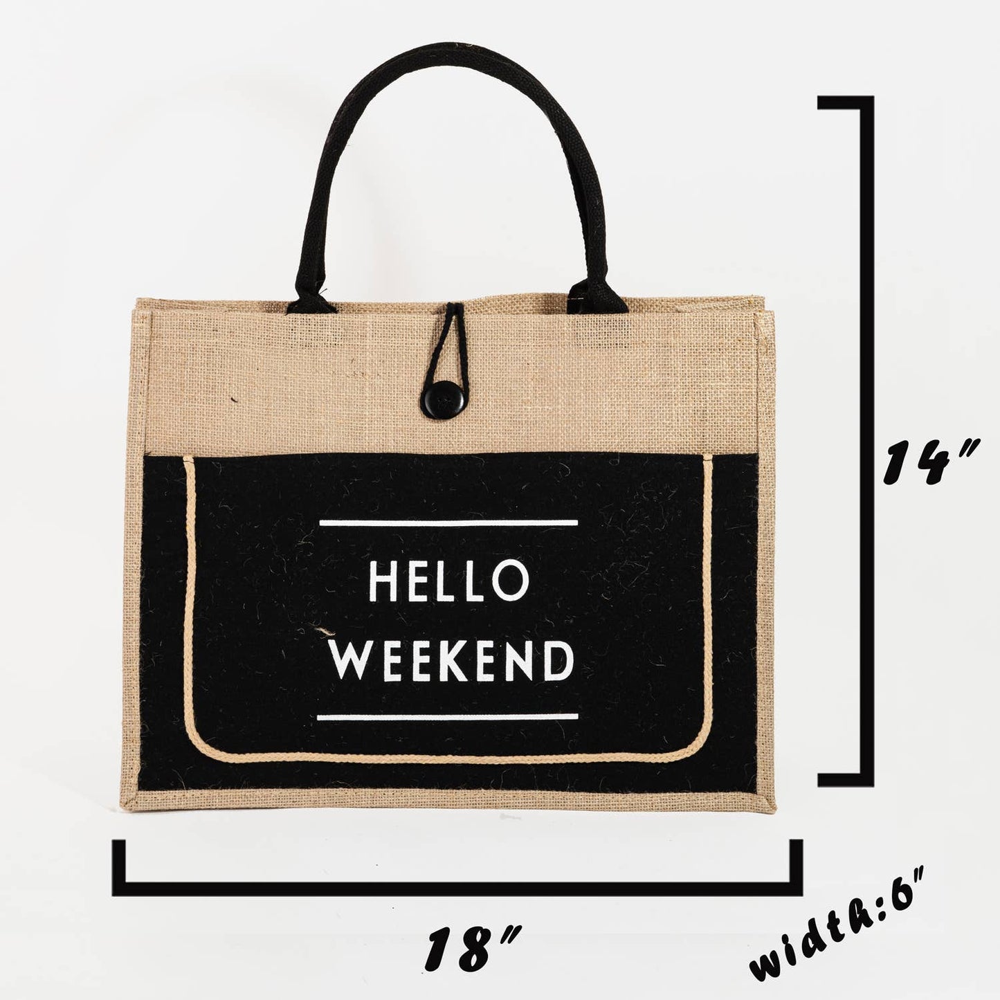 Hello Weekend Burlap Tote Bag