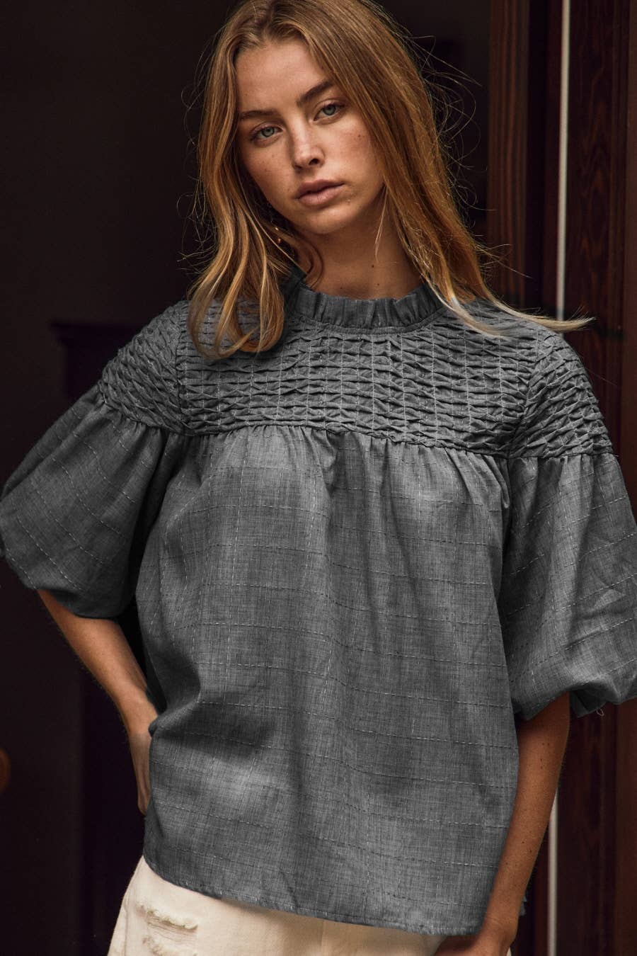 Bubble Sleeve Blouse