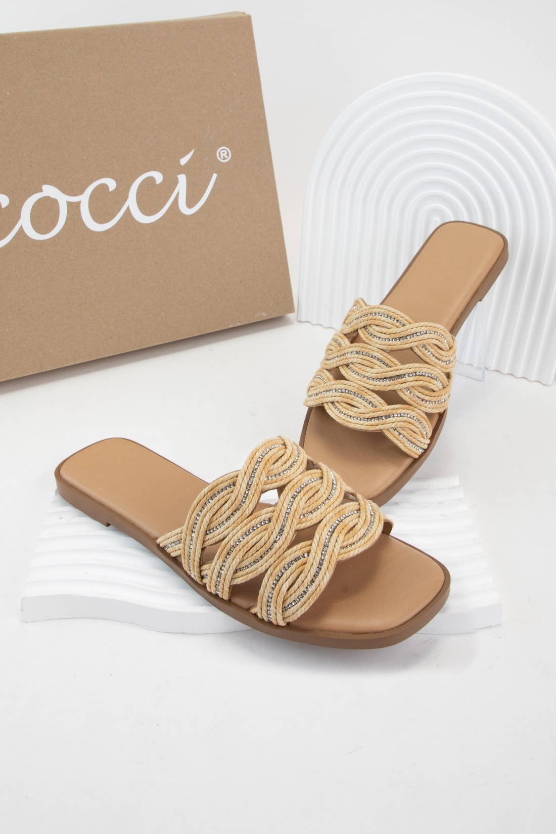 SERIOUS TWISTED RAFFIA BRAID UPPER SLIP ON SANDAL