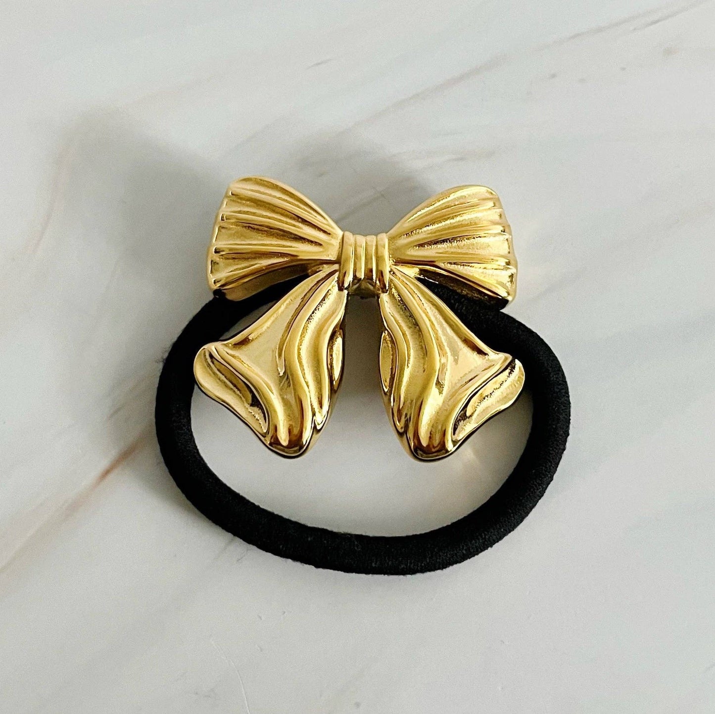 Luxe Golden Bow Hair Tie