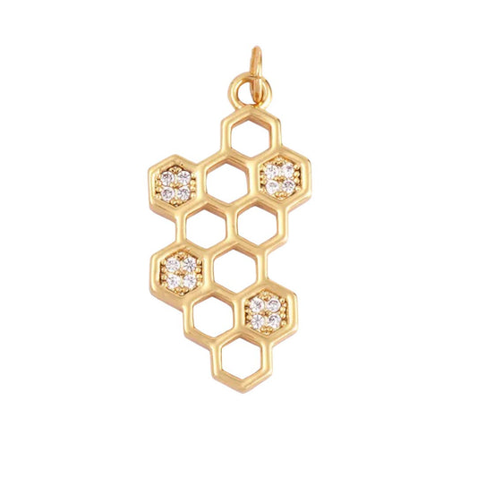 Pave Honeycomb Charm For Charm Bar & Charm Necklace