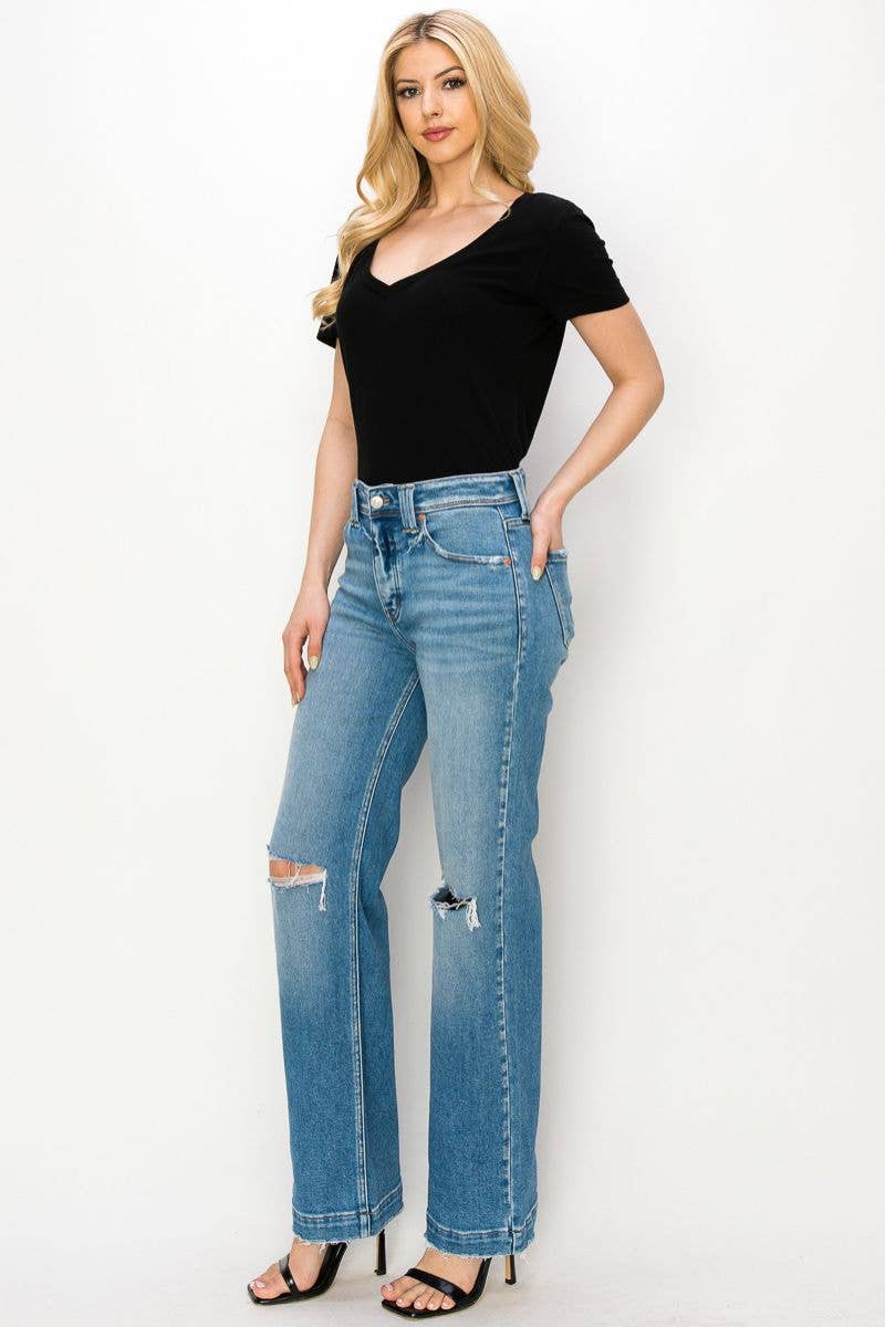 HIGH RISE STRAIGHT LEG JEANS