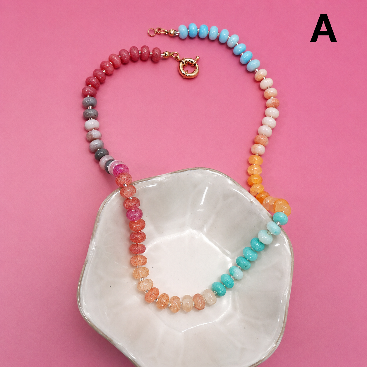 Natural Stone Glass Mixed Necklace