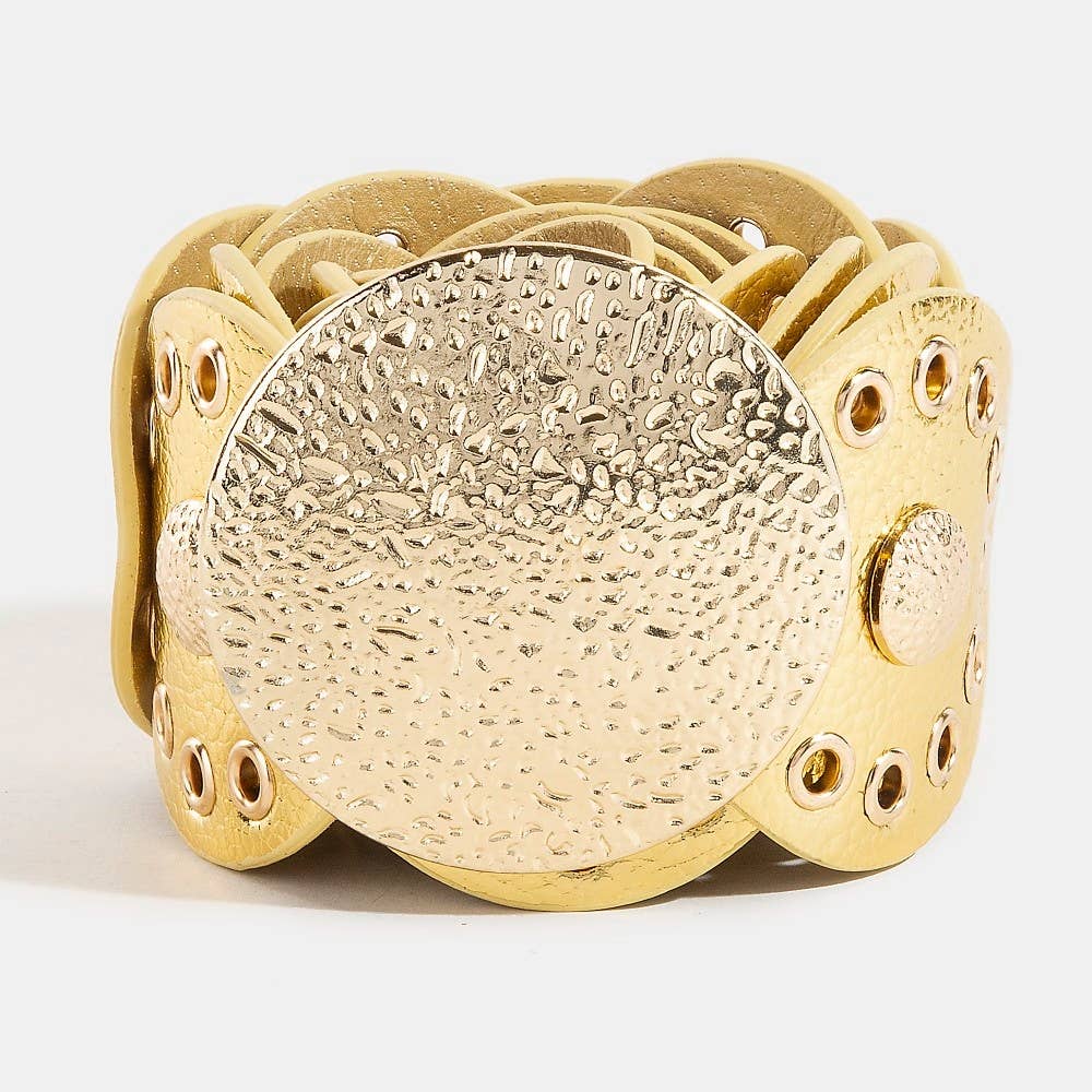 Disc Accent Faux Leather Link Belt