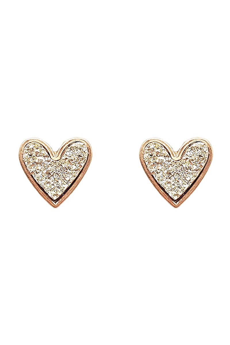 Valentine's Day Heart Drusy Stone Post Earrings