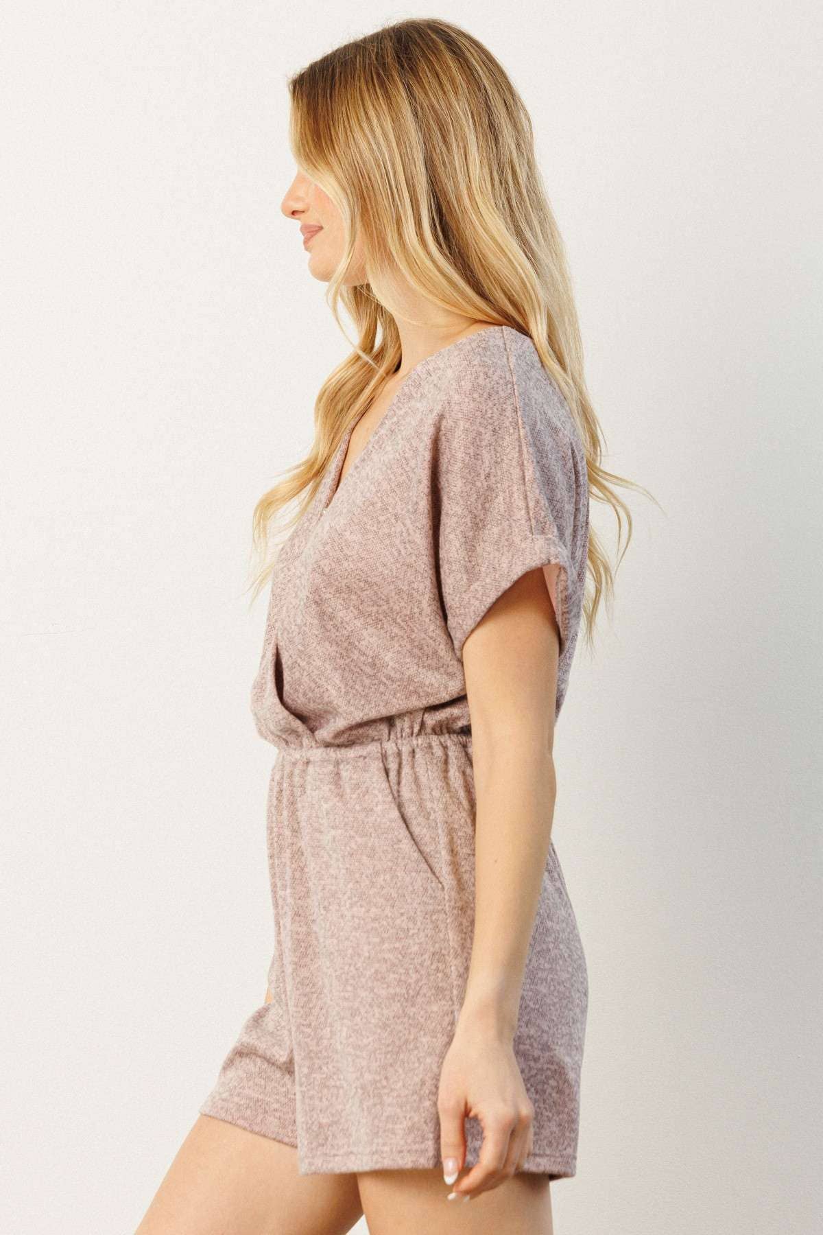 V NECK SURPLICE ROMPER