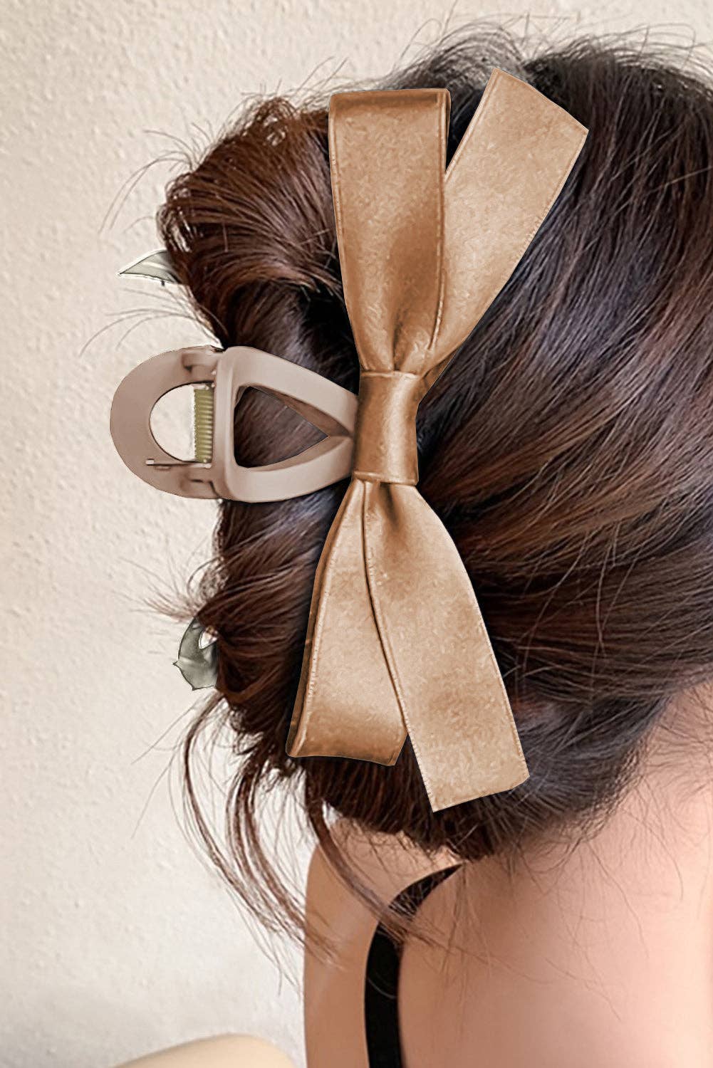 Solid Color Bow Decor Large Hair Claw Clip