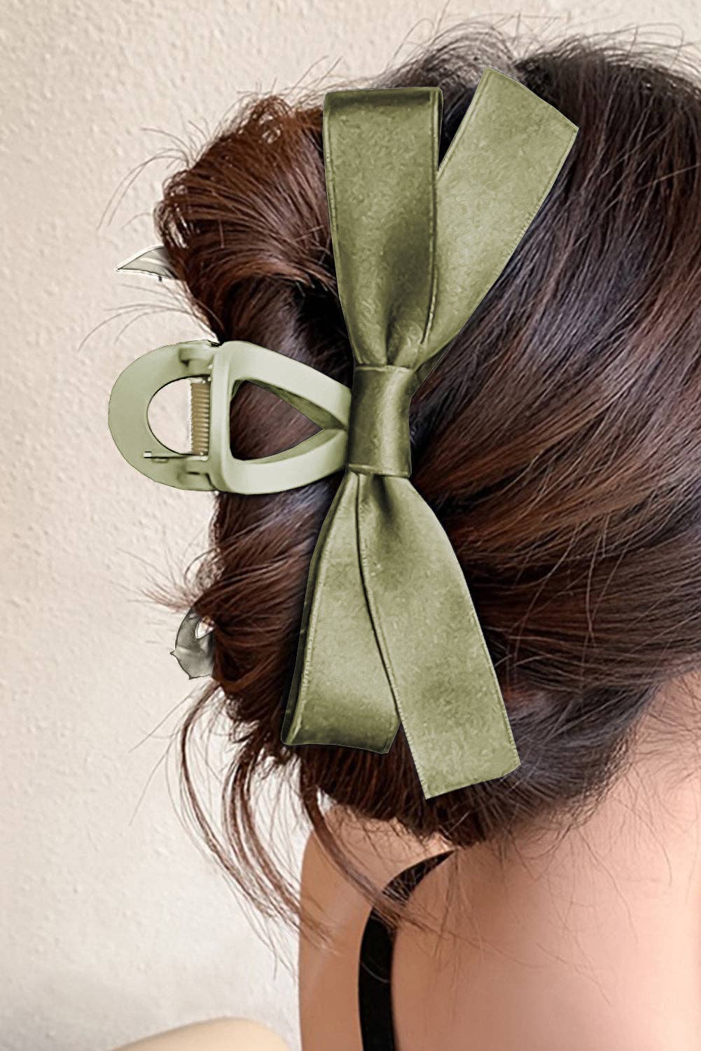 Solid Color Bow Decor Large Hair Claw Clip