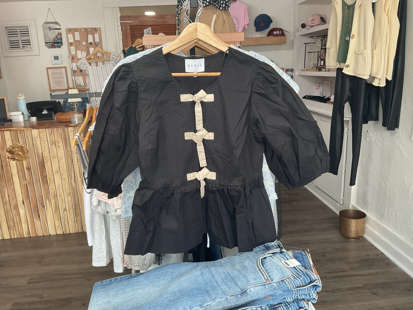 Mable puff sleeve tie top